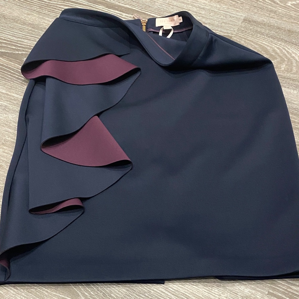 Ted Baker Navy and Purple Asymmetrical Skirt